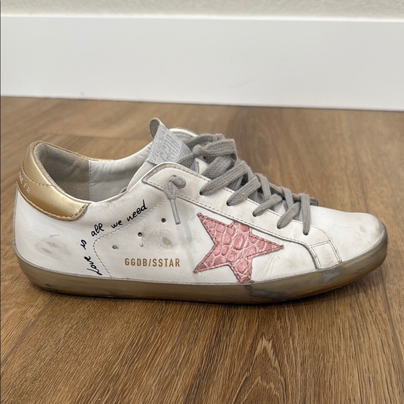 Golden Goose White and Pink Star Sneakers - Picture 4 of 7